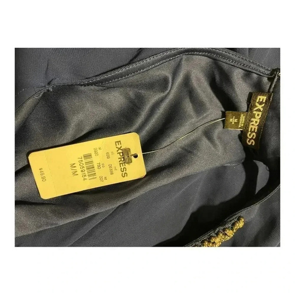 NEW Express Women’s Medium Navy Blue Dressy Halter Top With Jeweled Neckline NWT - Picture 4 of 4